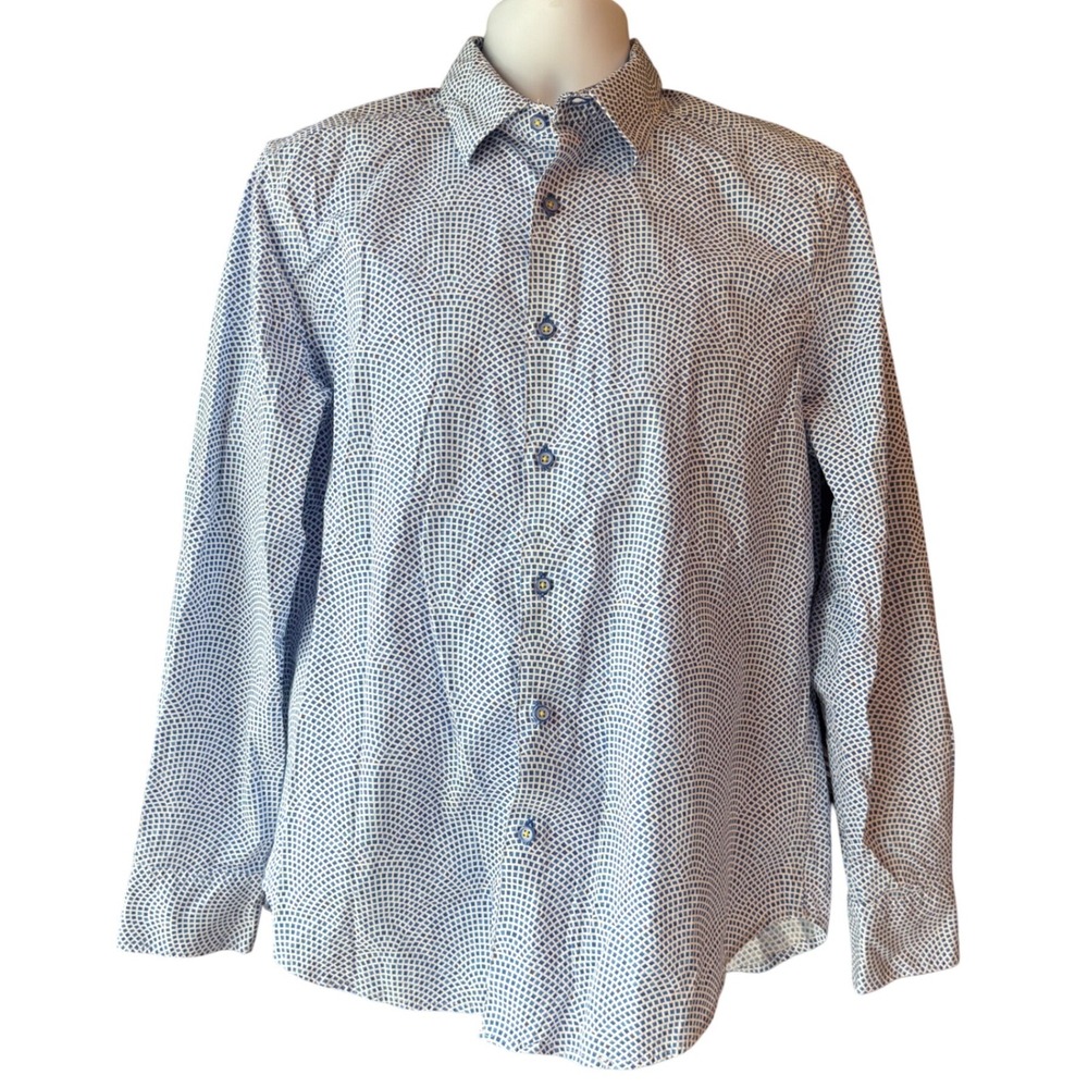 Robert Graham Classic Fit Geometric Button Front Shirt Men's Size Large